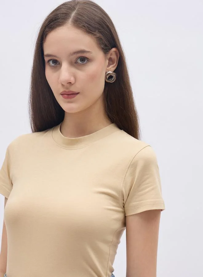 Styli Pack of 2 - Cotton Stretch Fitted High Neck T-Shirt